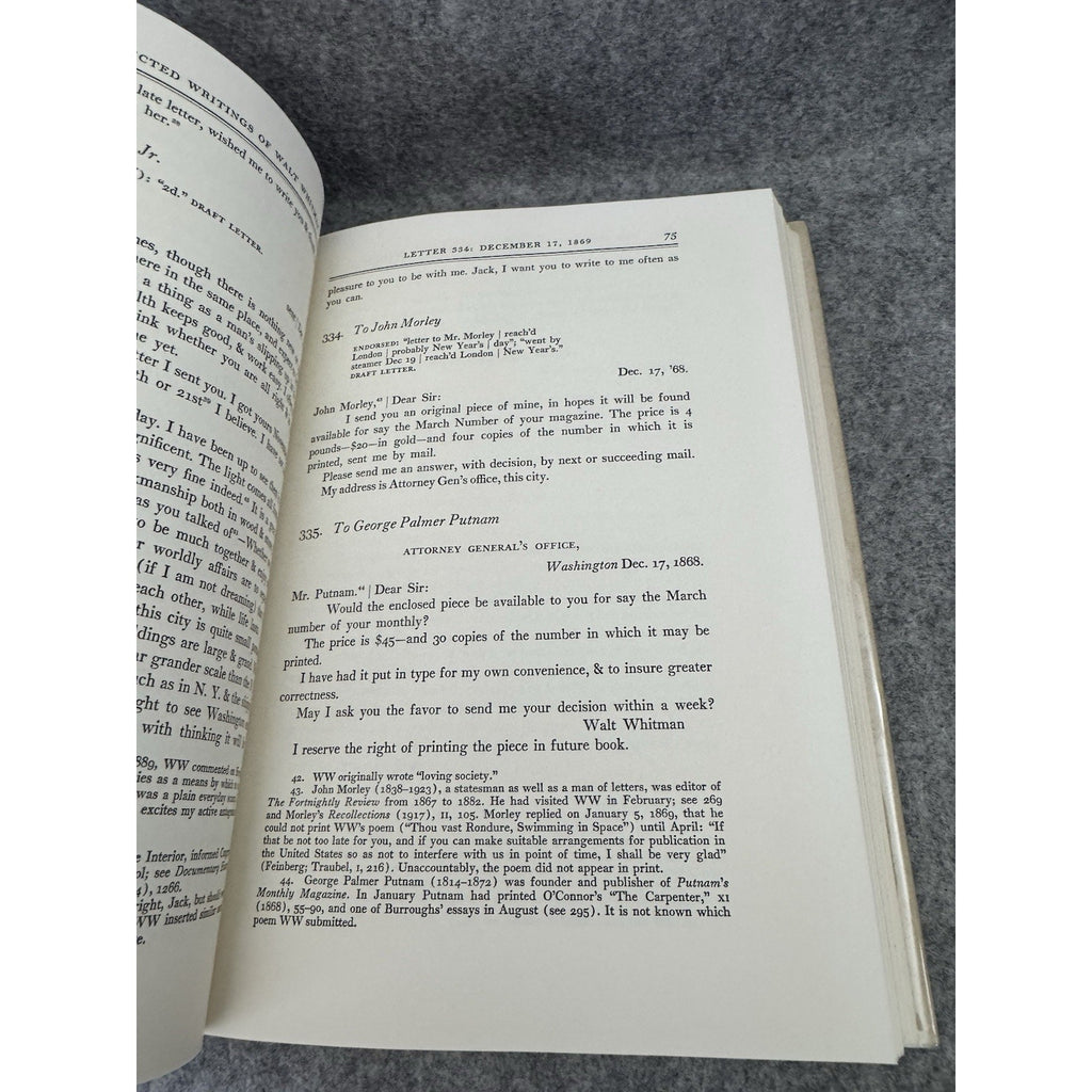 Walt Whitman Correspondence Vol II 1868-1875 HC DJ 1961 NYU Press