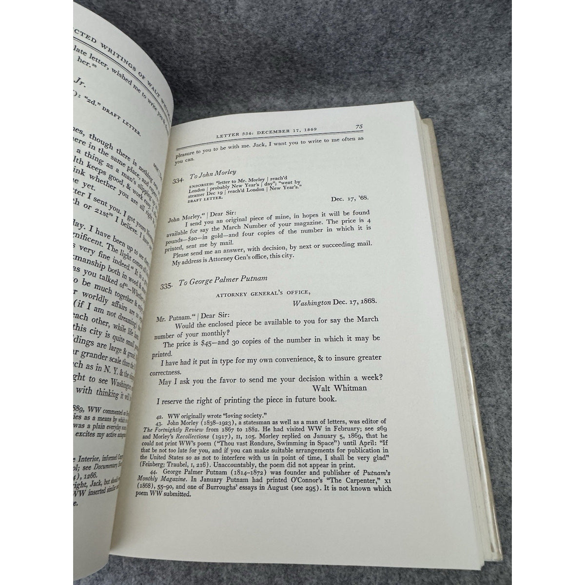 Walt Whitman Correspondence Vol II 1868-1875 HC DJ 1961 NYU Press