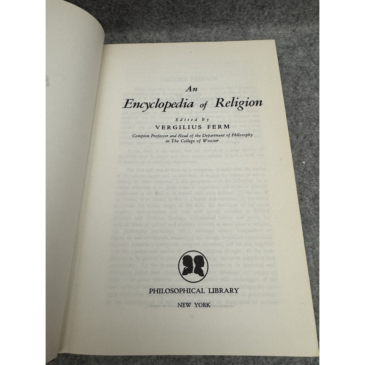 1945 An Encyclopedia of Religion Vergilius Ferm HC DJ Philosophical