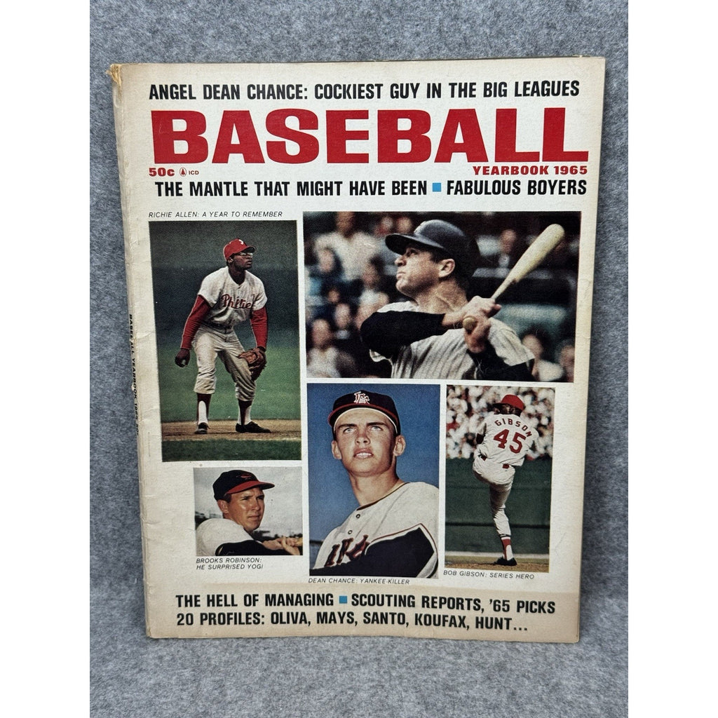 1965 Baseball Yearbook Magazine Mickey Mantle Bob Gibson Dick Allen Dean Chance