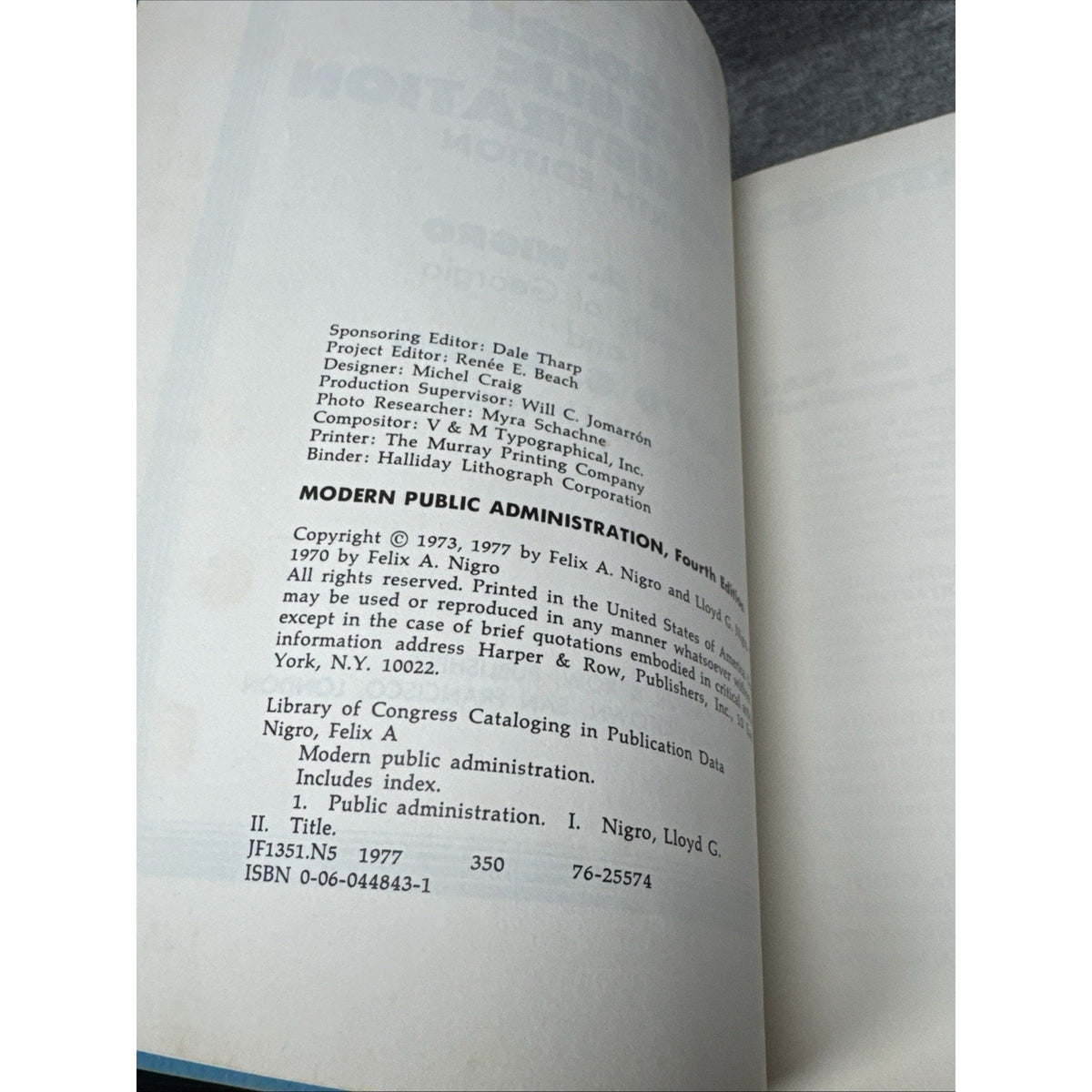 Modern Public Administration by Felix and Lloyd Nigro HC