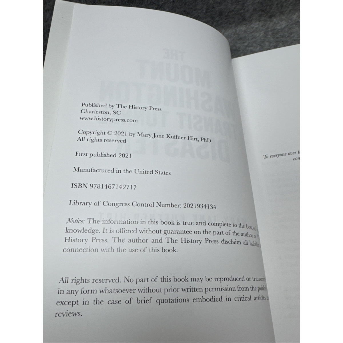 Mount Washington Transit Tunnel Disaster by Mary Jane Kuffner Hirt (2021, Trade