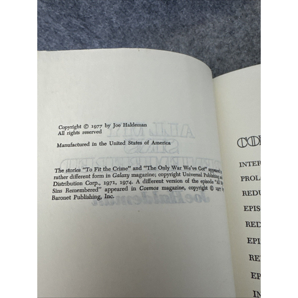 All My Sins Remembered Joe Haldeman 1977 Hardcover Sci-Fi Classic BCE