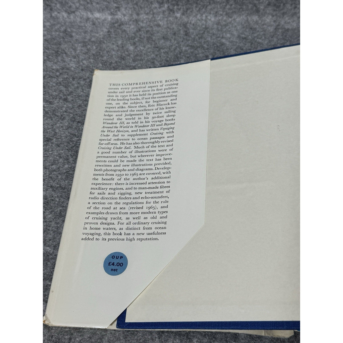 Cruising Under Sail 2nd Ed Eric C Hiscock 1971 HC DJ Oxford Sailing