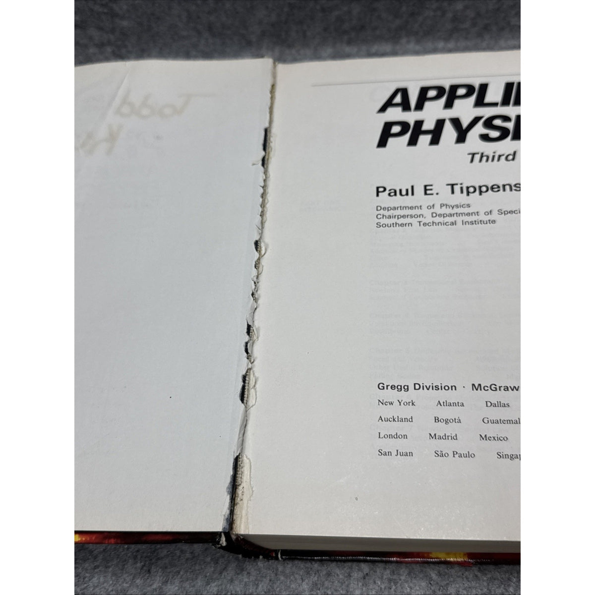 Applied Physics Third Edition by Tippens Hardcover English Science Textbook