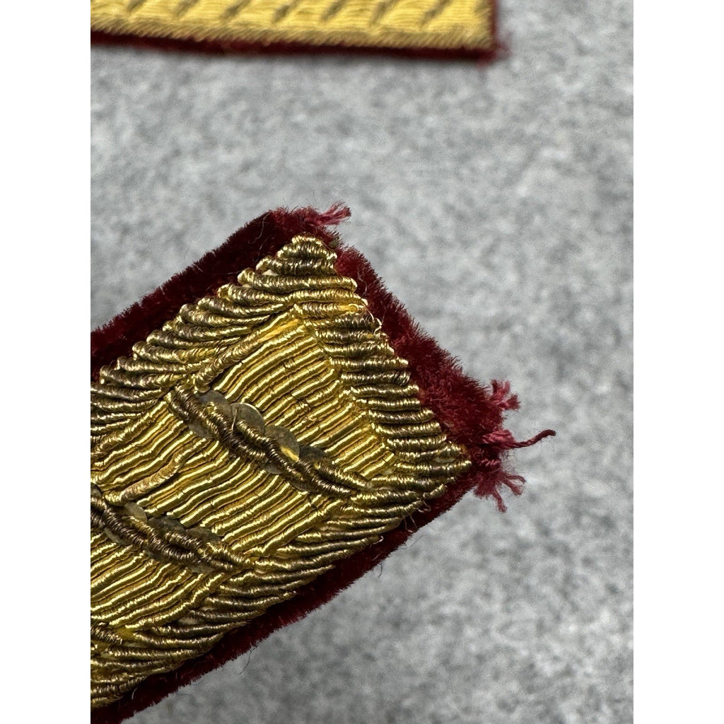 French Medical Officer Bullion Epaulette Holders Pair Red Velvet Shoulder Straps