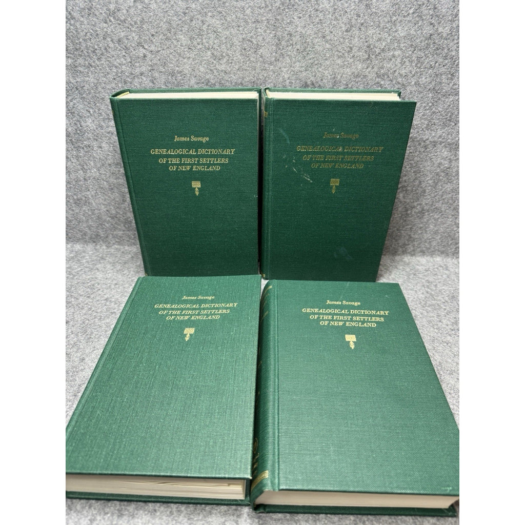 1990 Genealogical Dictionary First Settlers New England Savage 4 Vol Set