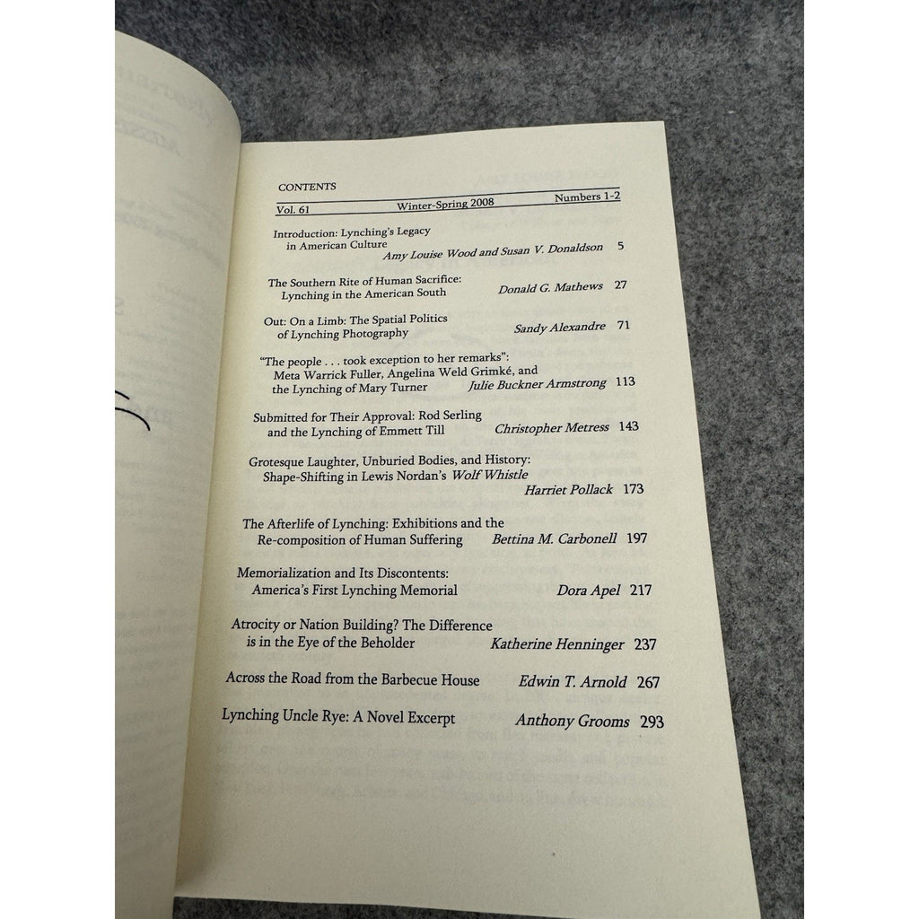 Mississippi Quarterly Vol 61 No 1-2 Winter Spring 2008 Lynching Culture