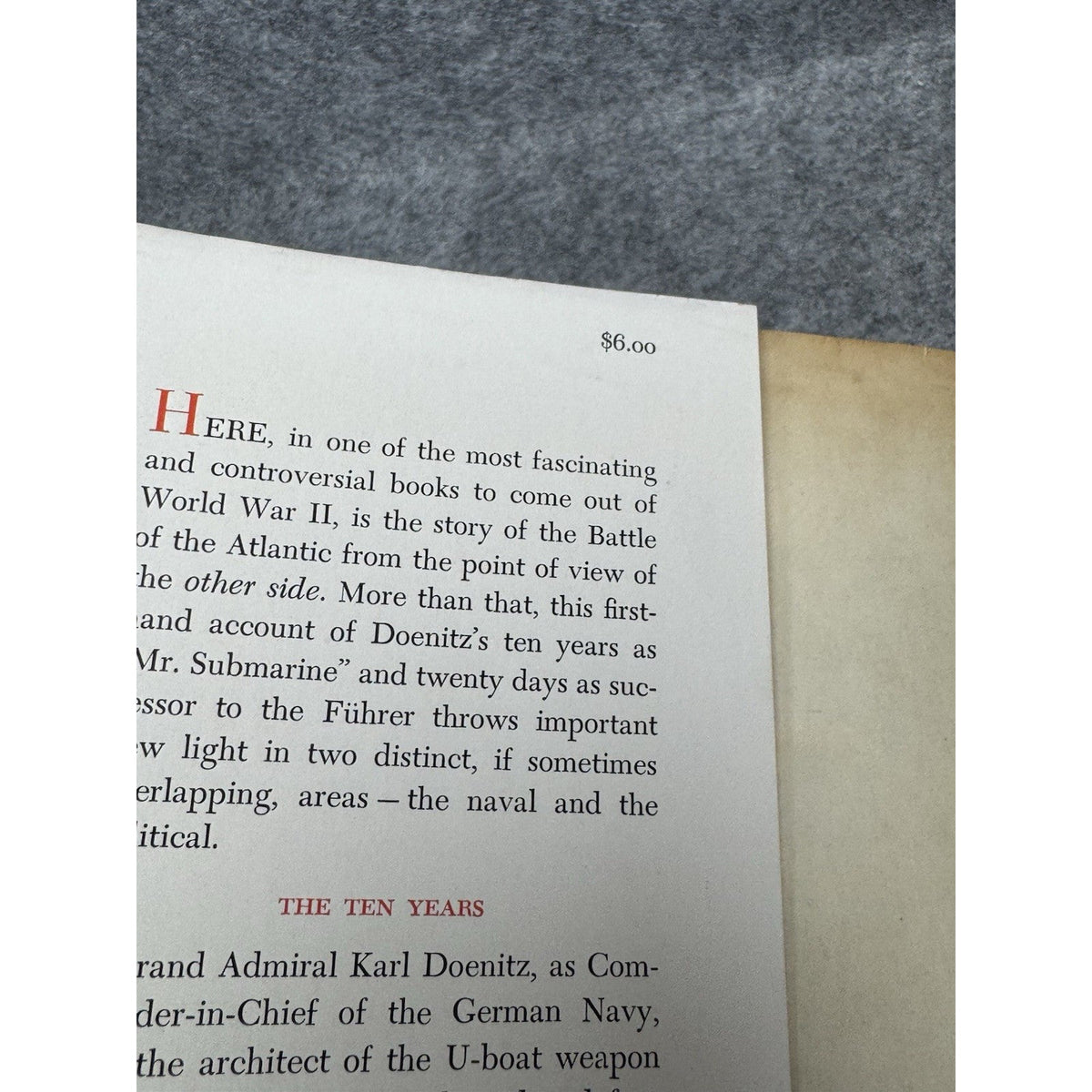 Karl Doenitz Signed Memoirs 1959 First American Edition Review Copy WWII DJ