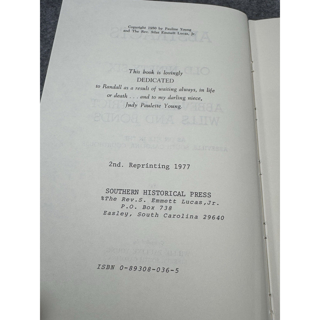 Old Ninety-Six Abbeville District SC Wills Bonds Young 1977 Genealogy HC