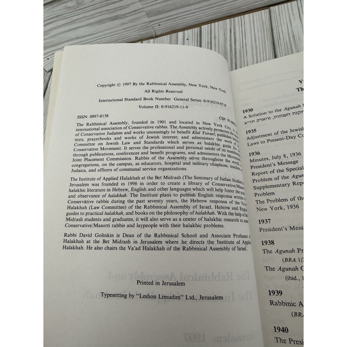 Proceedings Committee on Jewish Law & Standards 1927-1970 Vol II