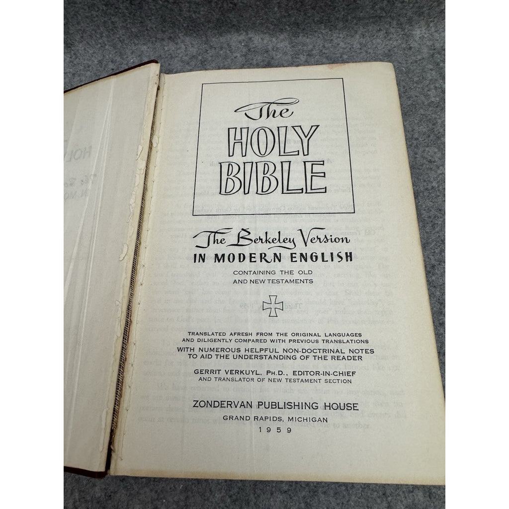 1959 Holy Bible Berkeley Version Modern English Zondervan Hardcover