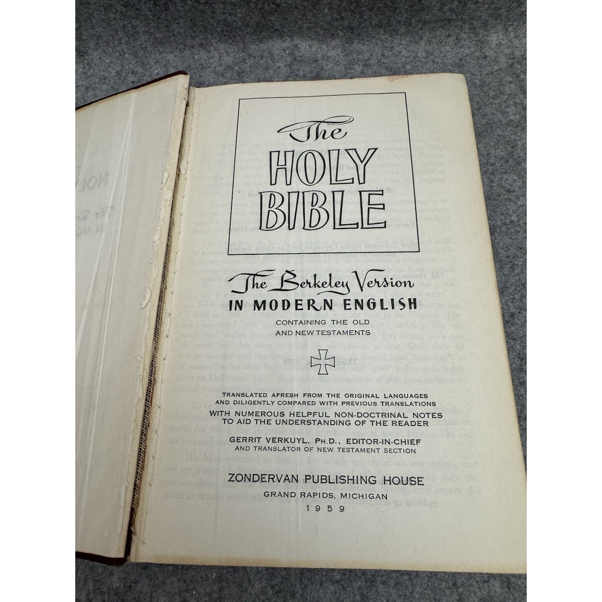 1959 Holy Bible Berkeley Version Modern English Zondervan Hardcover