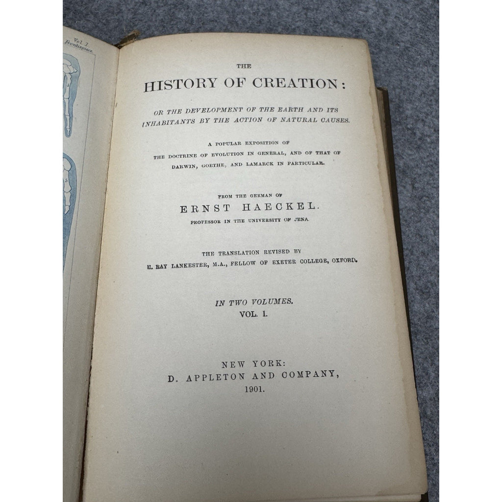 1901 History of Creation Ernst Haeckel 2 Vol Set Evolution Darwin Color Map HC