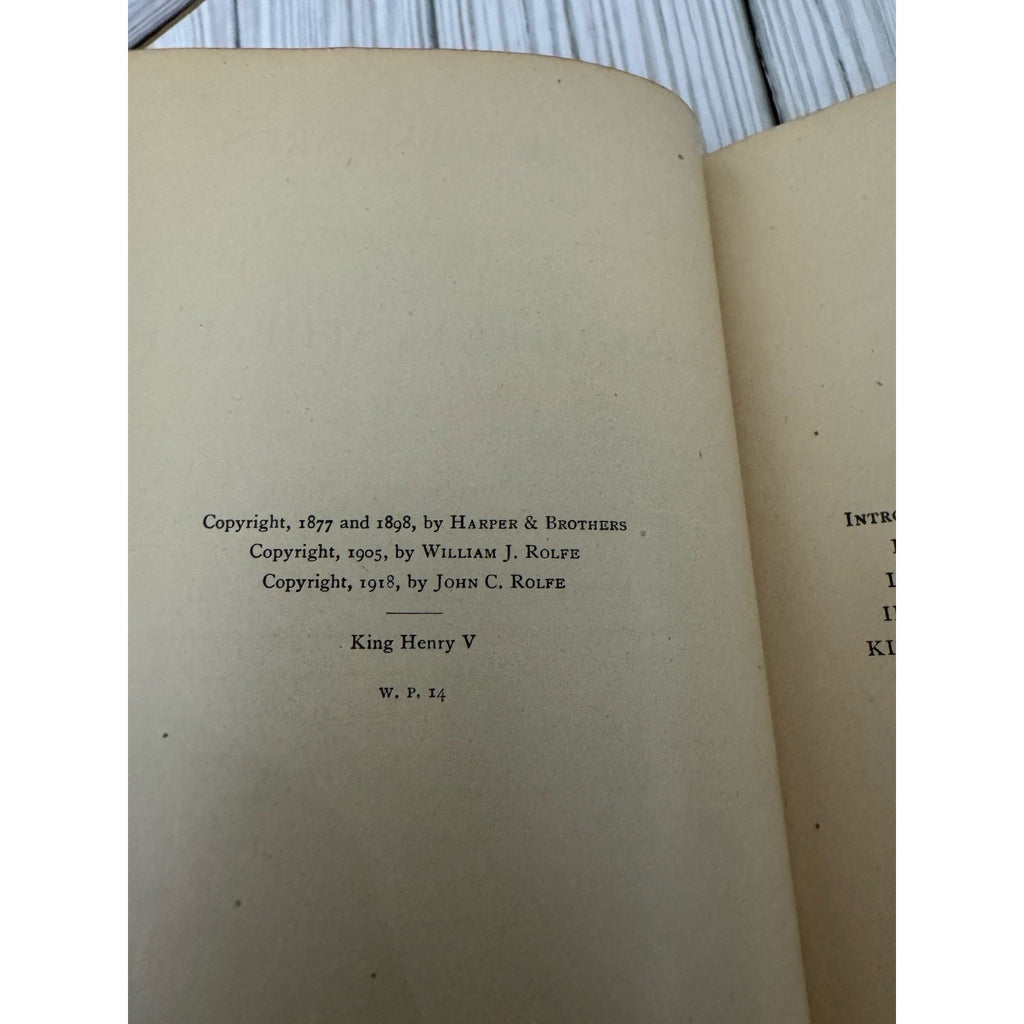 Antique 1918 Shakespeare King Henry V Rolfe HC American Book Co