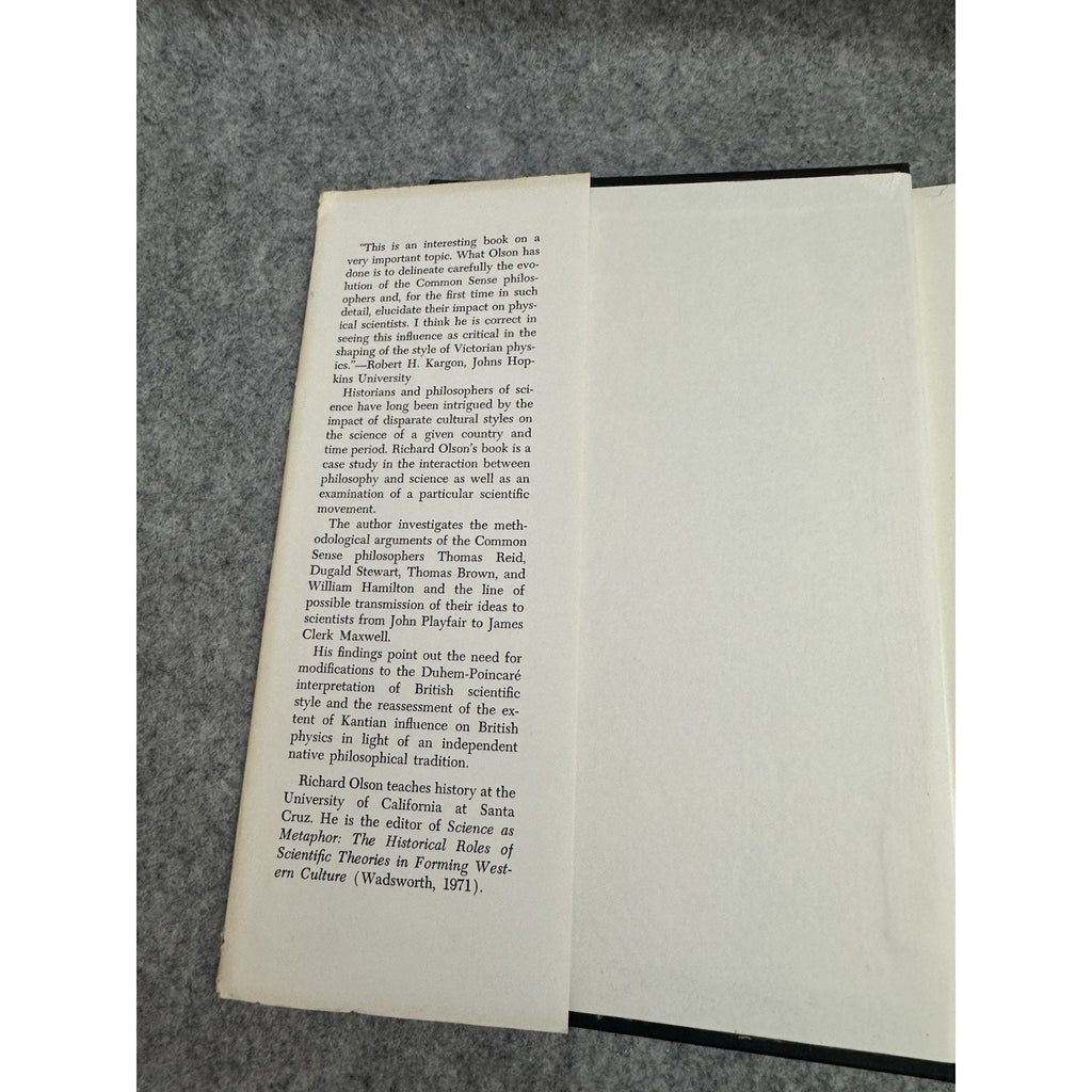 Scottish Philosophy and British Physics 1750-1880 Olson 1975 HC/DJ