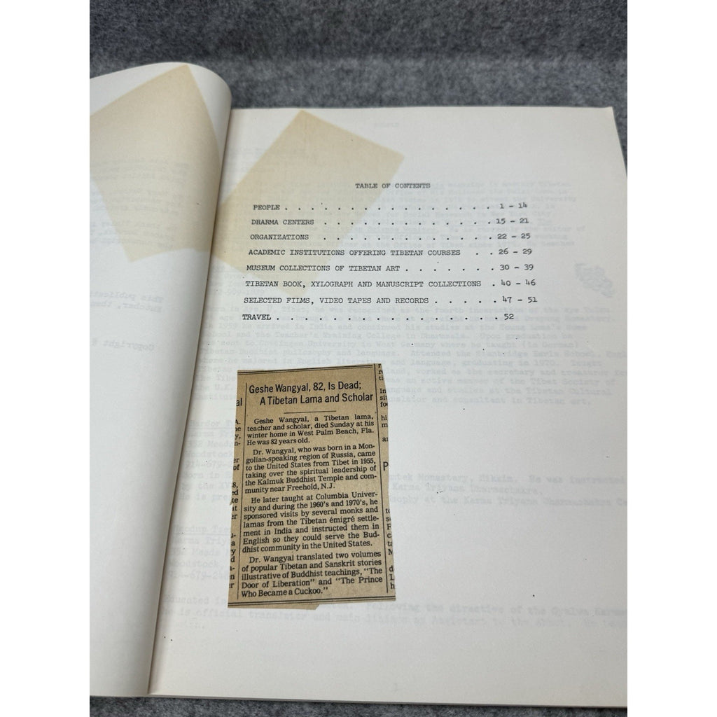 Scarce 1982 Tibetan Cultural Resources North America 3rd Ed Asia Society