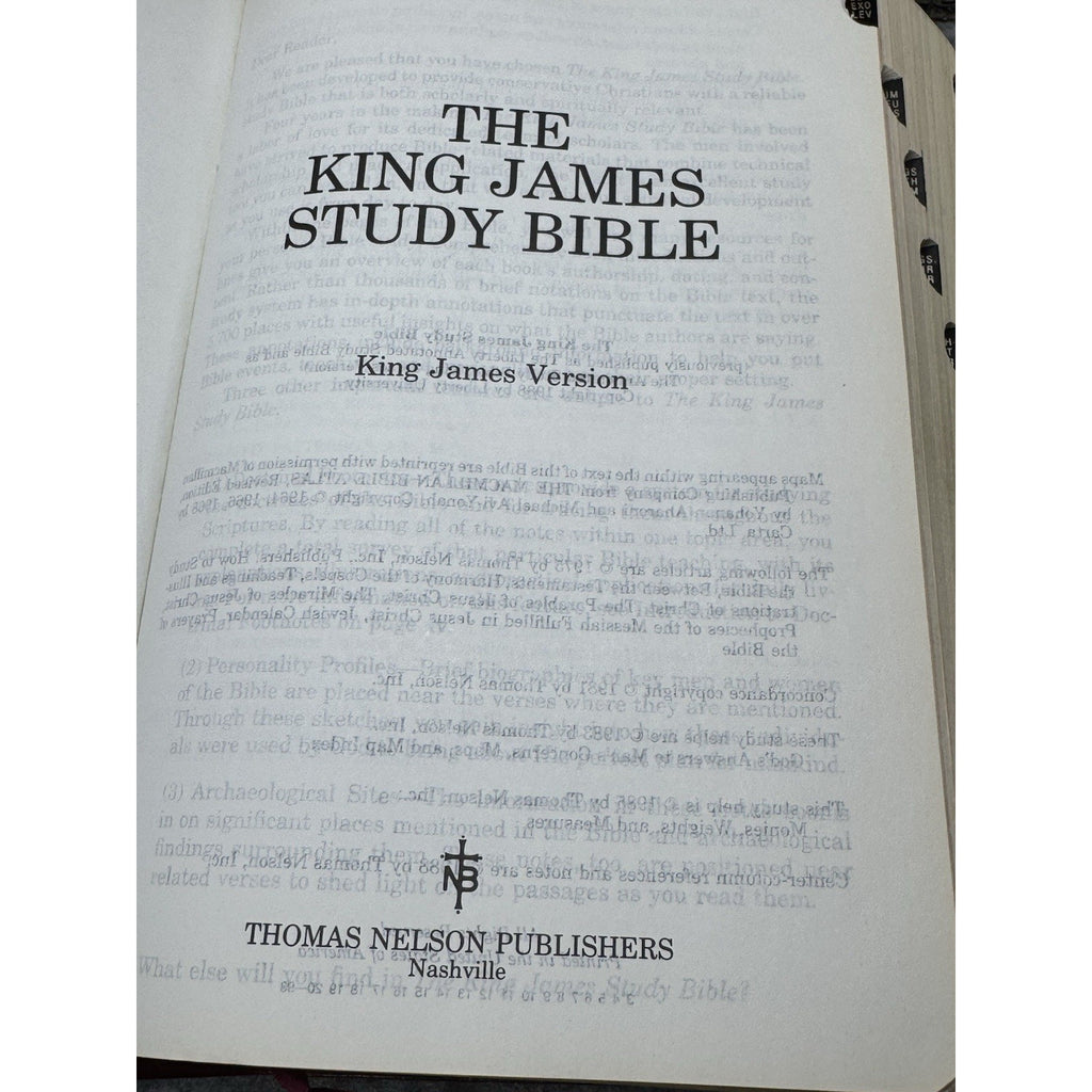 1993 King James Study Bible KJV Genuine Bonded Leather Red Indexed