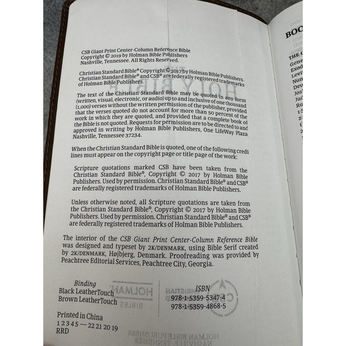 CSB Giant Print Center-Column Reference Bible Brown LeatherTouch Holman 2019