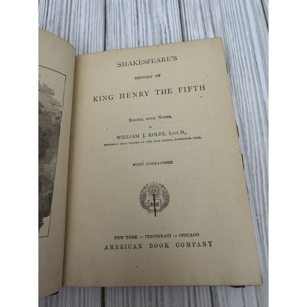 Antique 1918 Shakespeare King Henry V Rolfe HC American Book Co
