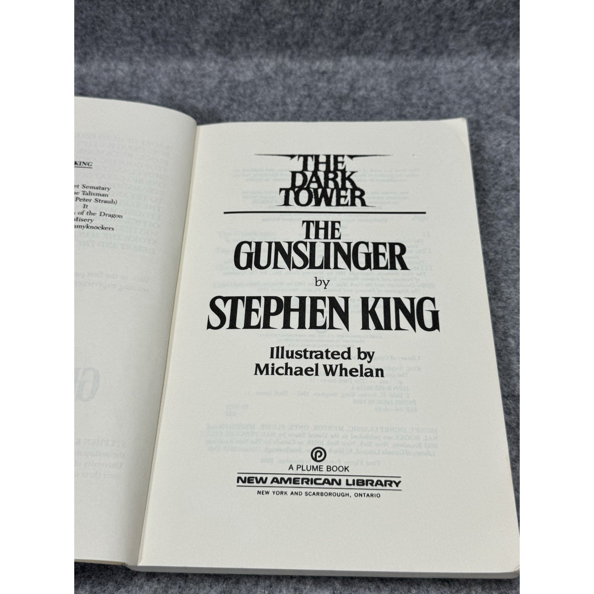 Stephen King The Dark Tower The Gunslinger 1988 1st Plume PB Whelan Illus
