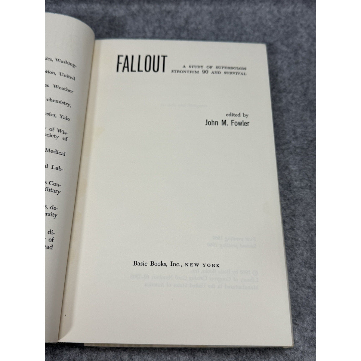 Fallout Strontium 90 & Survival John M Fowler HC DJ 1960 Cold War