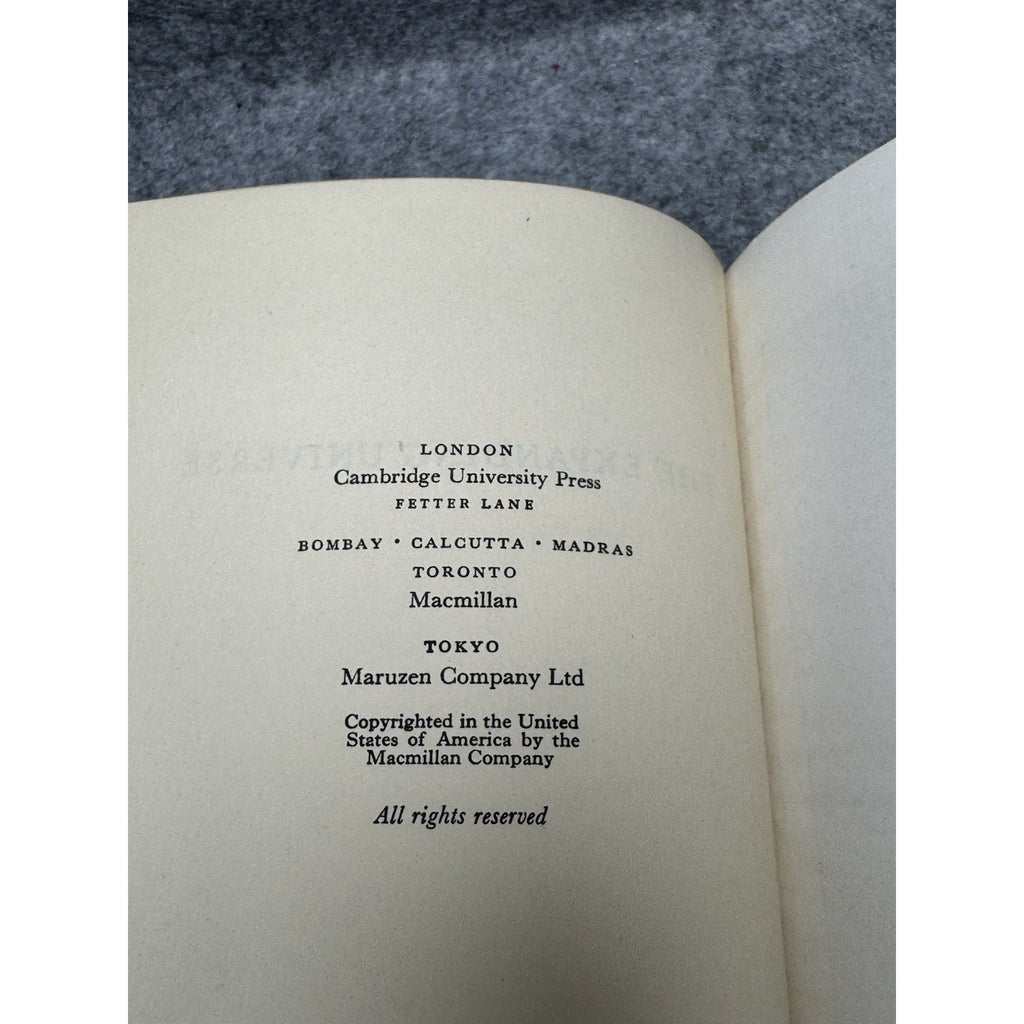 1933 The Expanding Universe Arthur Eddington 2nd Impression Einstein Cosmology