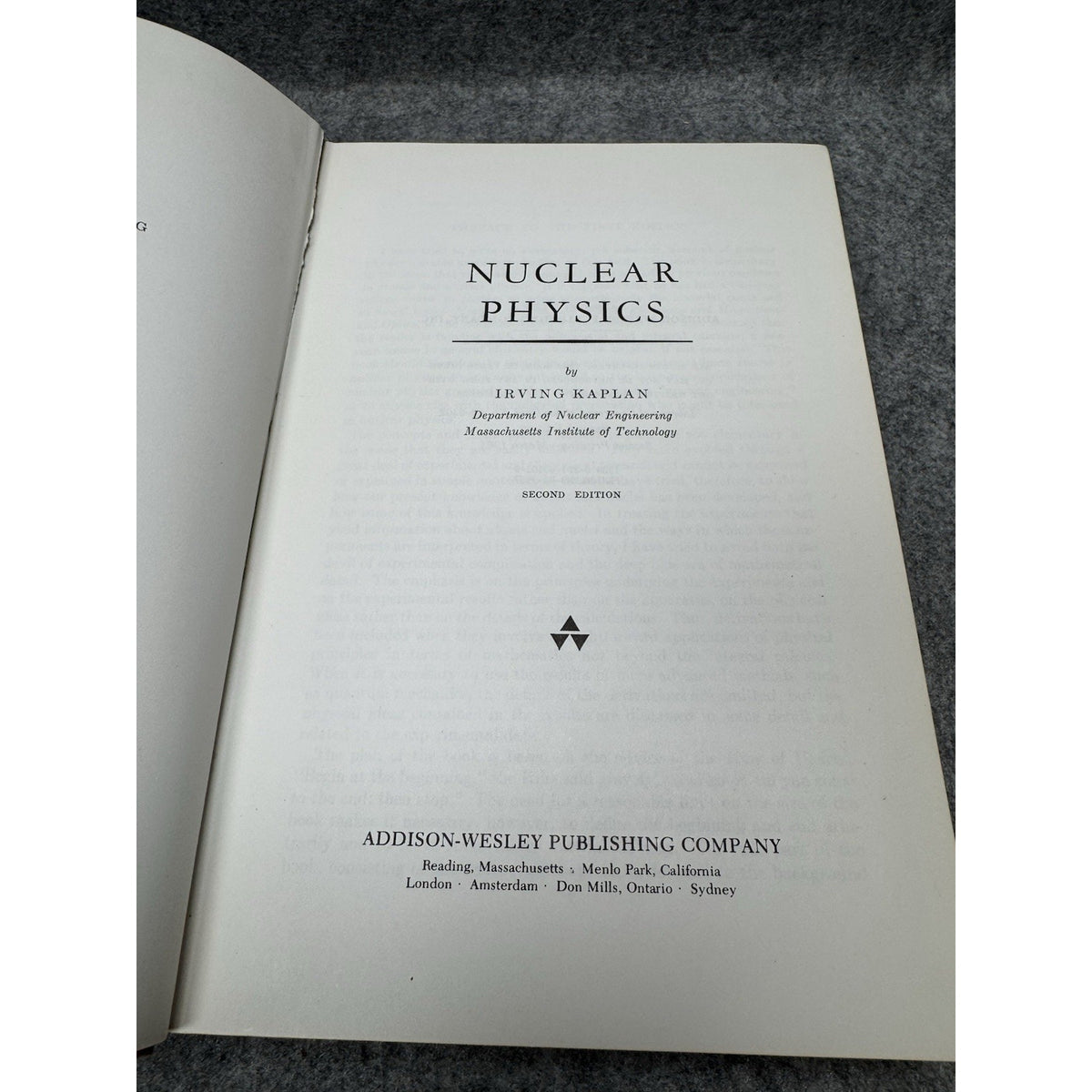 Nuclear Physics Irving Kaplan 2nd Edition 2nd Printing 1964 MIT Hardcover