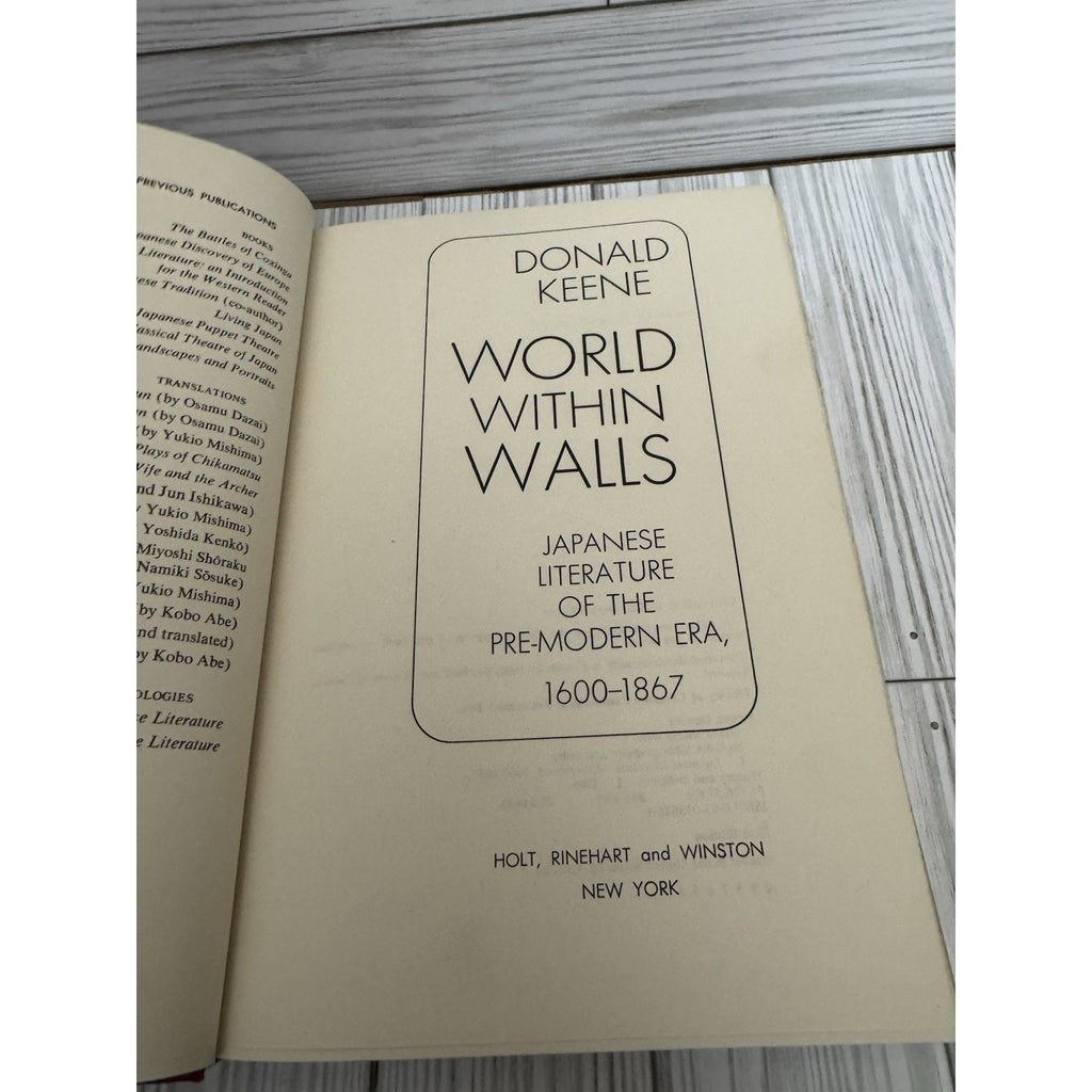 Donald Keene World Within Walls 1976 1st Ed HC DJ Japanese Literature Edo