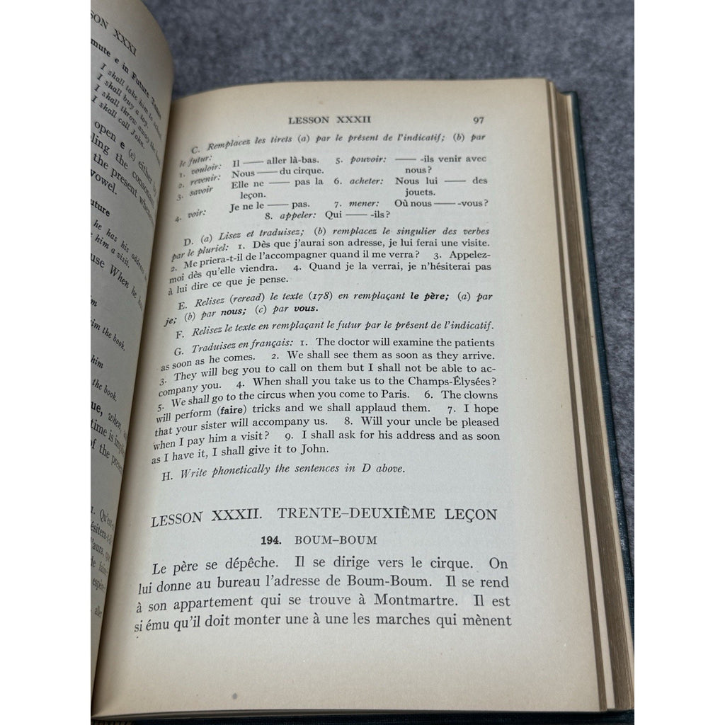 1925 Beginner’s French Francois Crosse Antique Language Textbook Hardcover