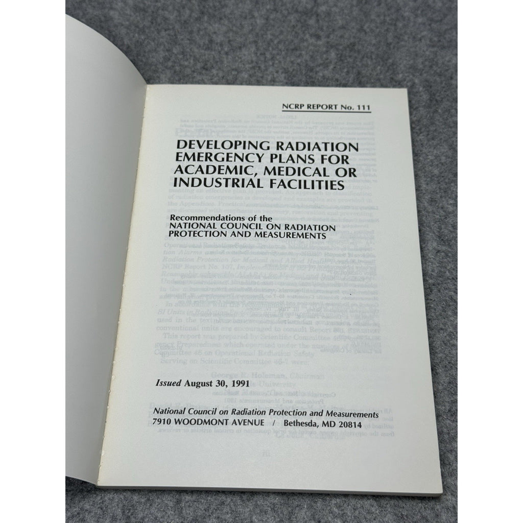 Radiation Emergency Plans NCRP Report 111 Nuclear Medical Industrial Safety