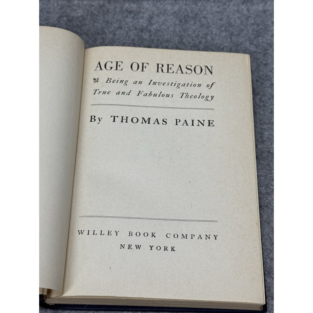 1942 Age of Reason Thomas Paine Religion Deism Philosophy Willey Hardcover