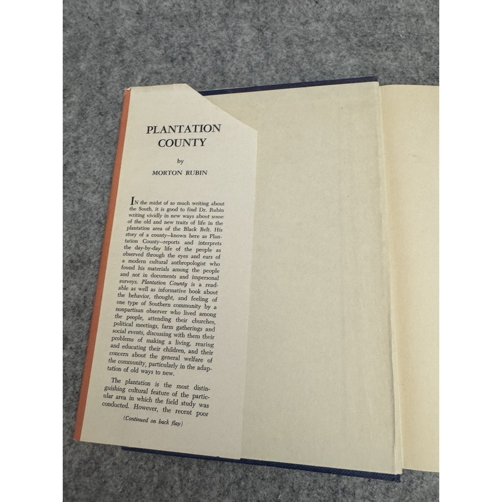 Plantation County Morton Rubin 1951 UNC Press Southern Sociology HC DJ