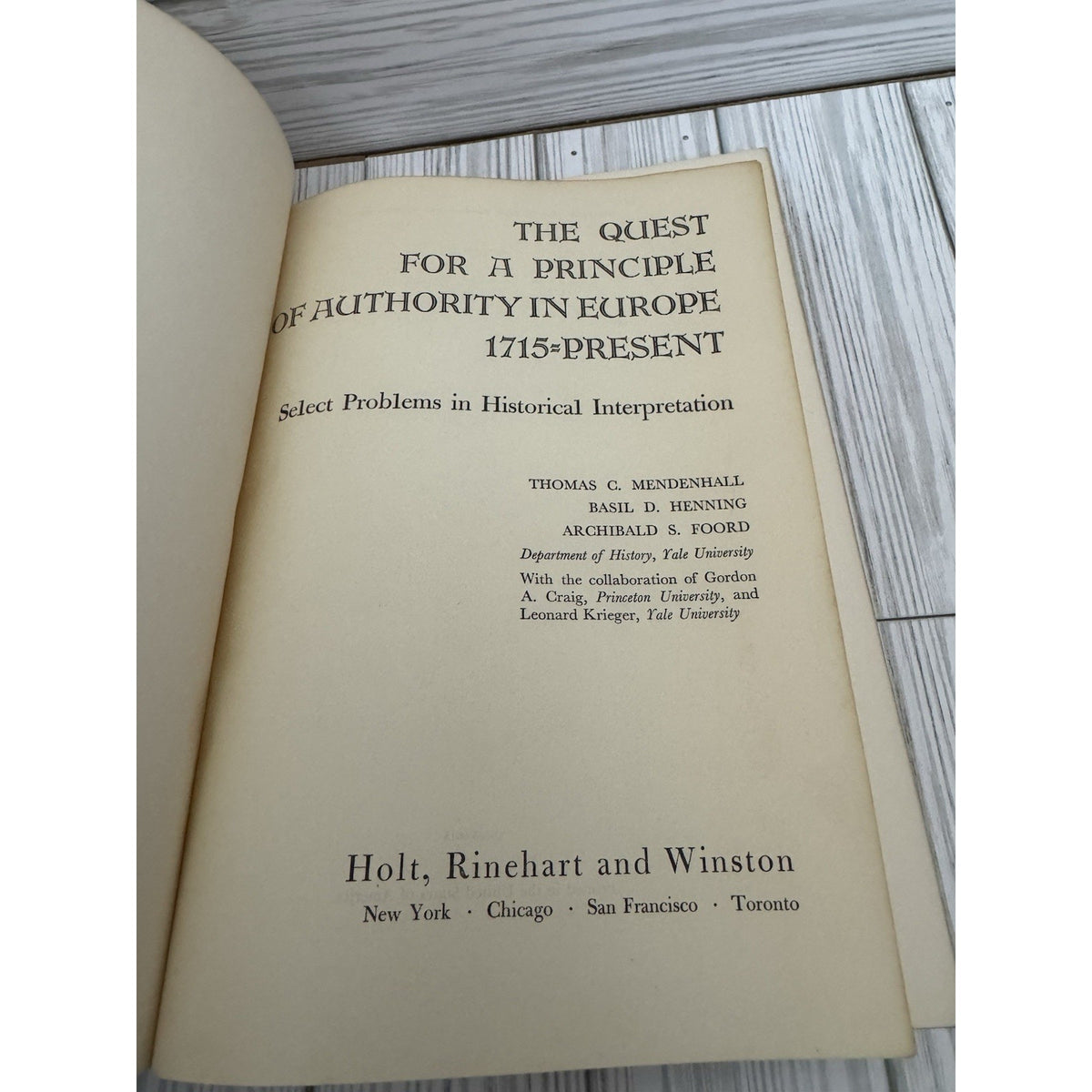 Quest for Authority in Europe 1715-Present Holt PB 1964 History Text