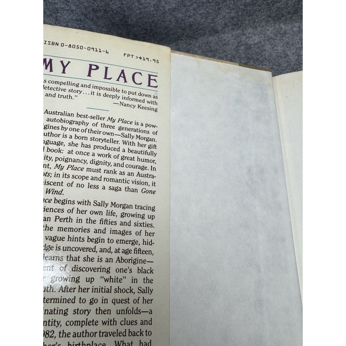 My Place Sally Morgan 1988 First American Edition 1st Printing Aboriginal Memoir