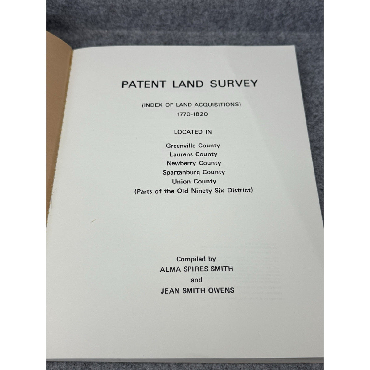 Patent Land Survey Old Ninety-Six District SC Genealogy Smith Owens Scarce