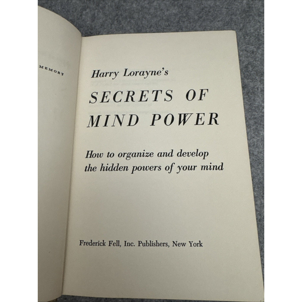 1961 Secrets of Mind Power Harry Lorayne Memory Training Psychology