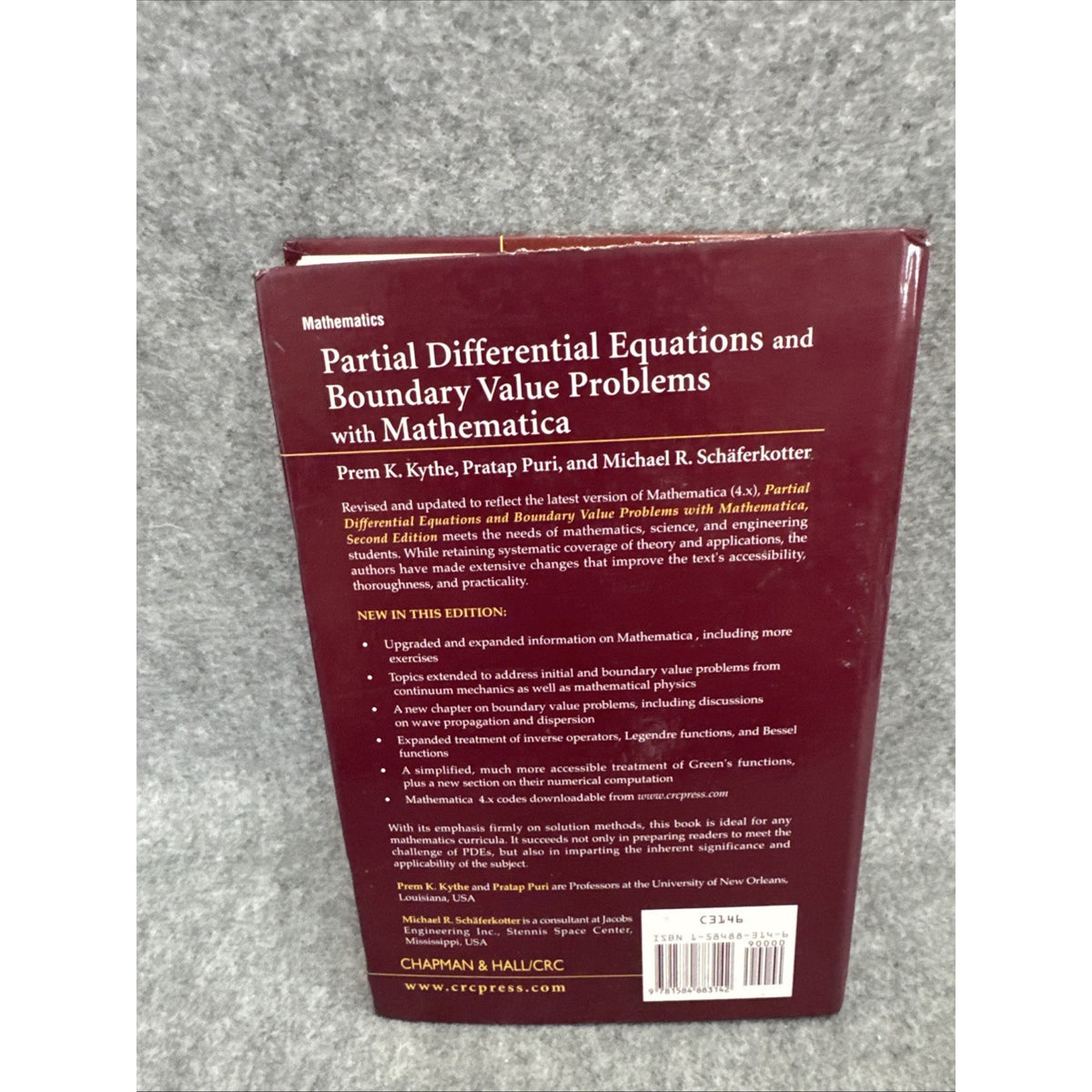 Partial Differential Equations and Mathematica by Michael R. Schäferkotter, Prem