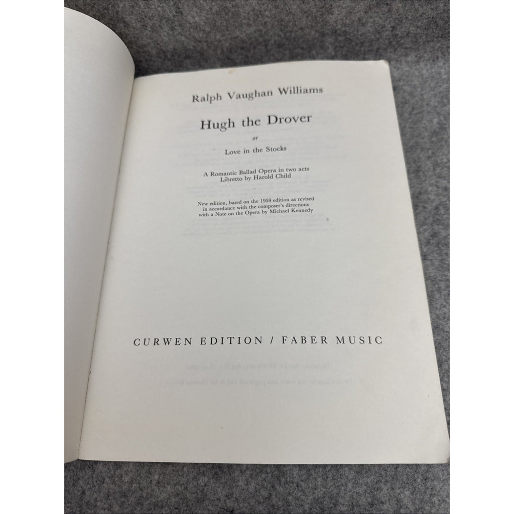 Hugh the Drover : Vocal Score by Ralph Vaughan Williams (1988, Trade Paperback)