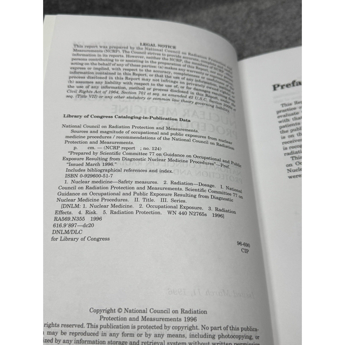 Nuclear Medicine Radiation Exposure NCRP Report 124 Occupational Public Safety