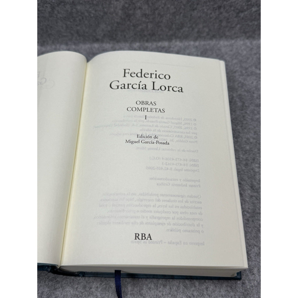2005 Federico Garcia Lorca Obras Completas I Hardcover RBA Spanish