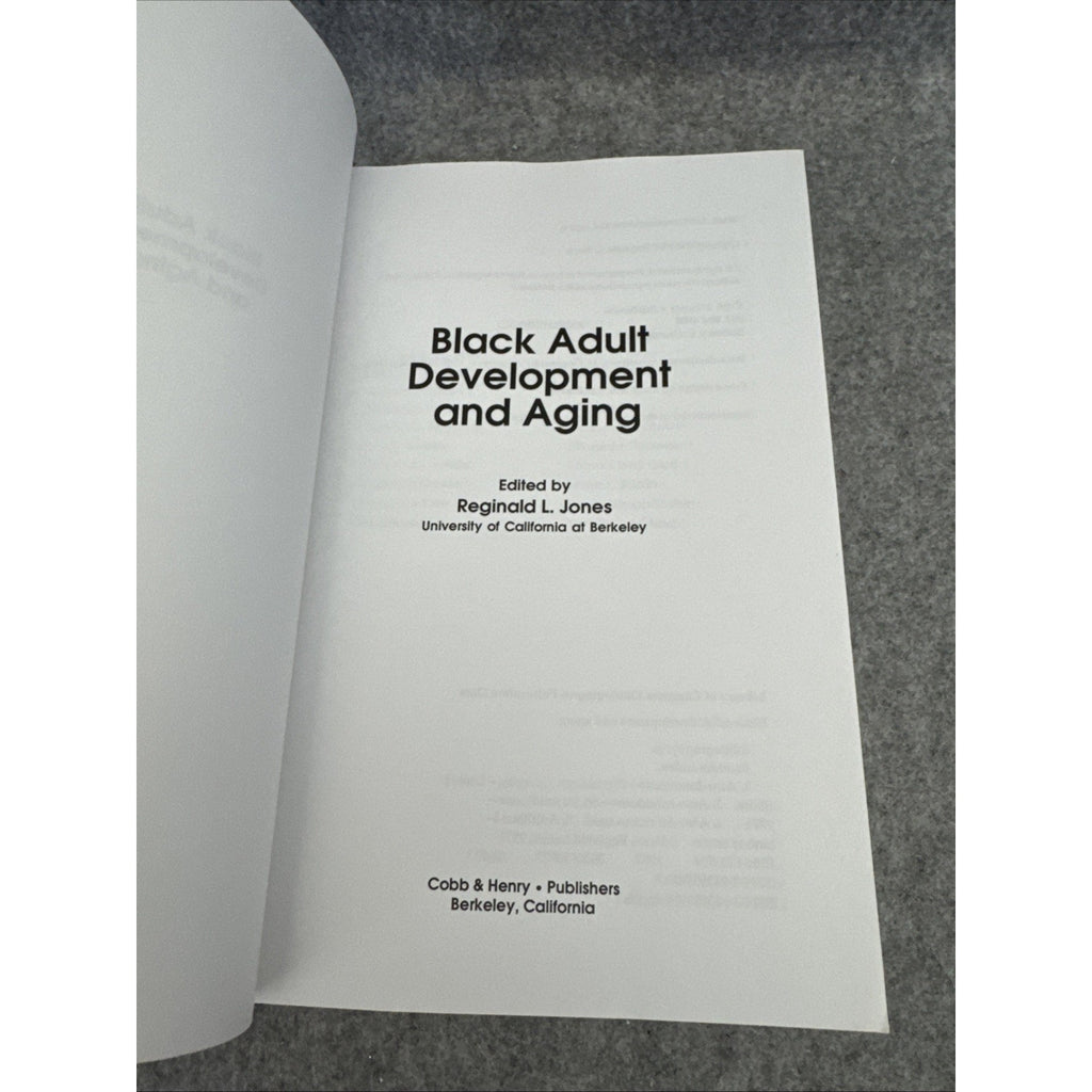 Black Adult Development and Aging by Reginald L. Jones (1989, Trade Paperback)