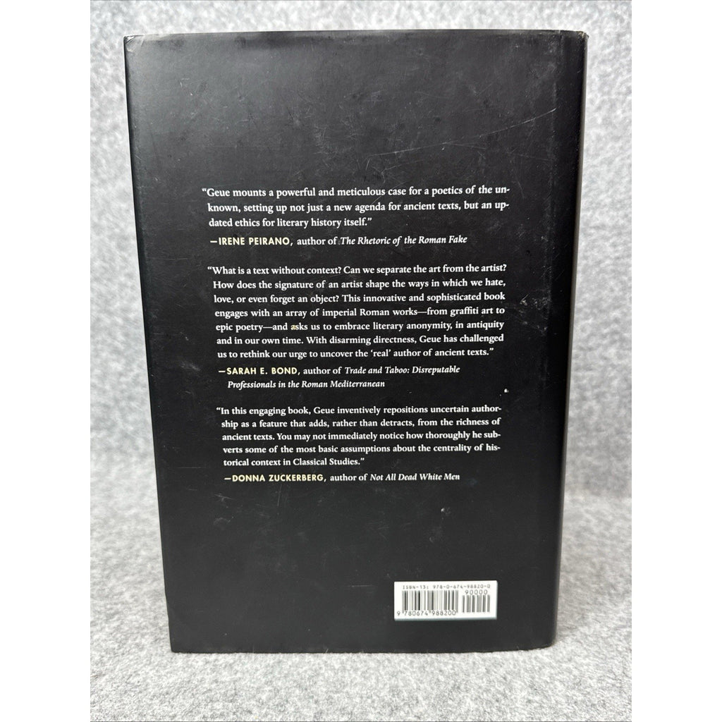 Author Unknown : The Power of Anonymity in Ancient Rome by Tom Geue (2019,...