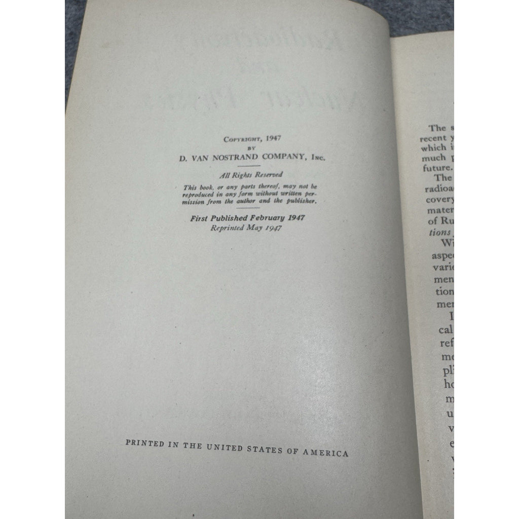 Radioactivity and Nuclear Physics James M Cork 1947 2nd Printing Hardcover