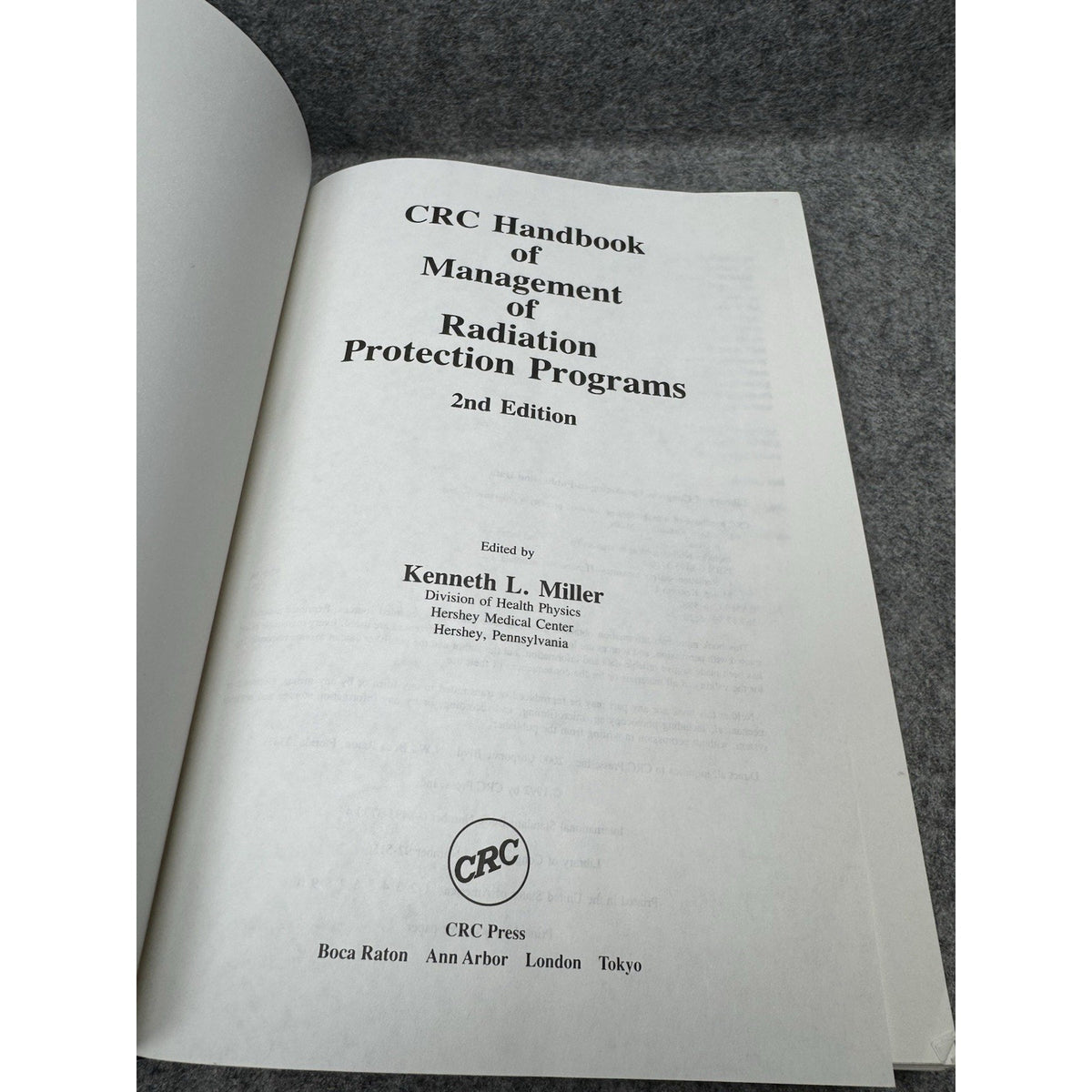 CRC Handbook Management Radiation Protection Programs 2nd Ed Miller Hardcover