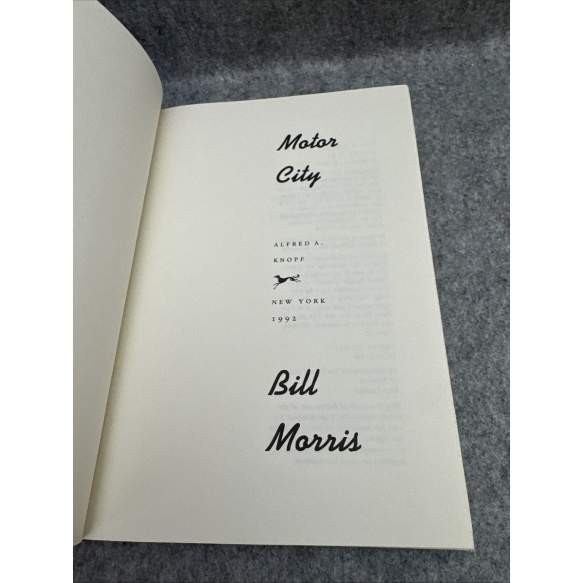 Motor City by Bill Morris First Edition HC 1992