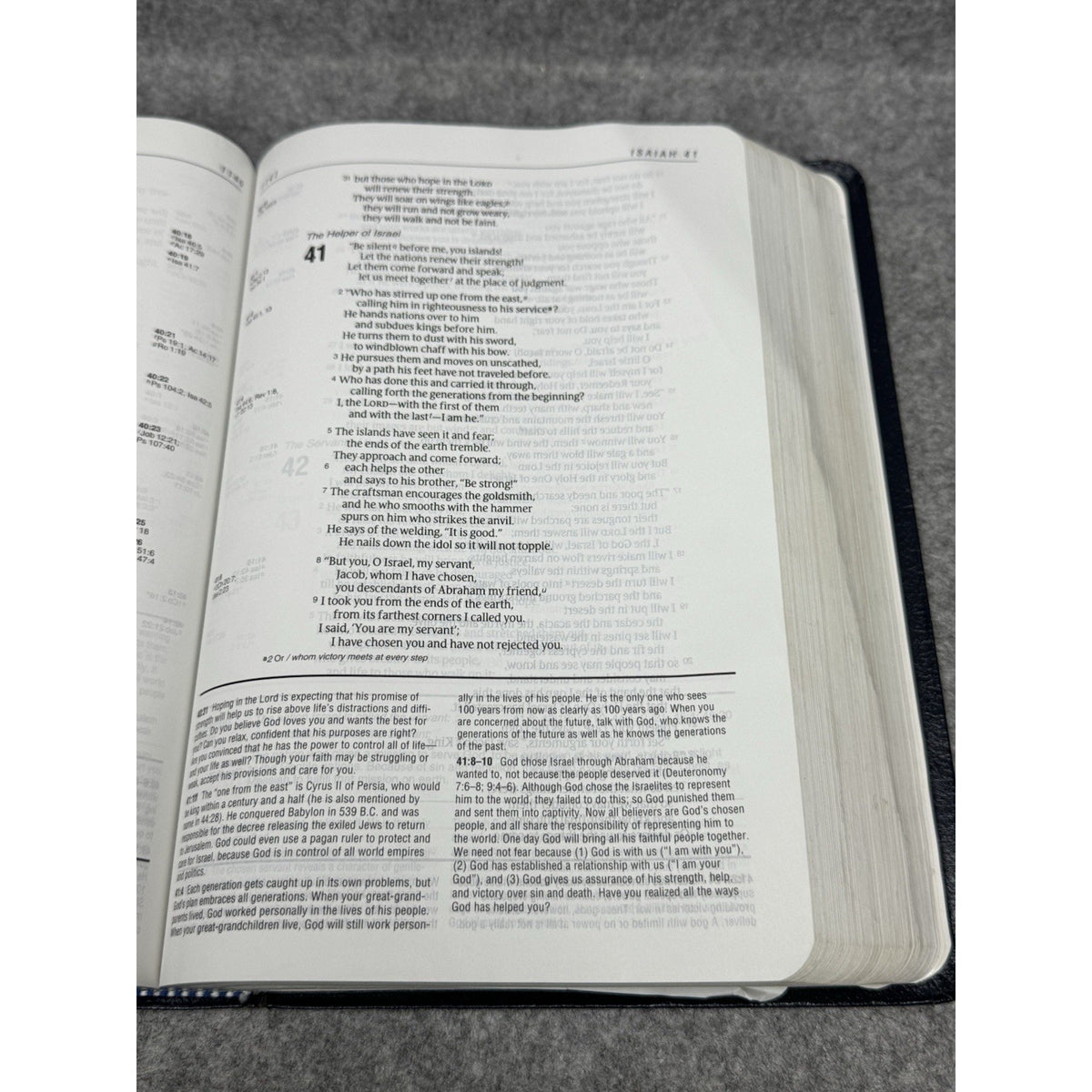 NIV Life Application Study Bible Navy Bonded Leather Silver Edges Zondervan