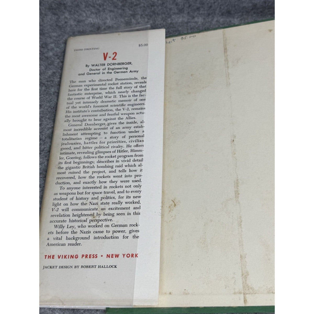 V-2 Walter Dornberger 1958 WWII German Rockets Peenemunde Hardcover Dust Jacket