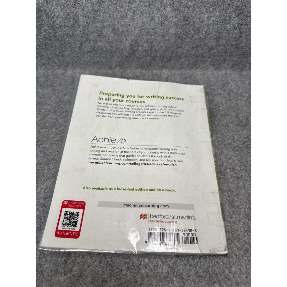 Insider's Guide to Academic Writing : A Rhetoric and Reader by Susan...
