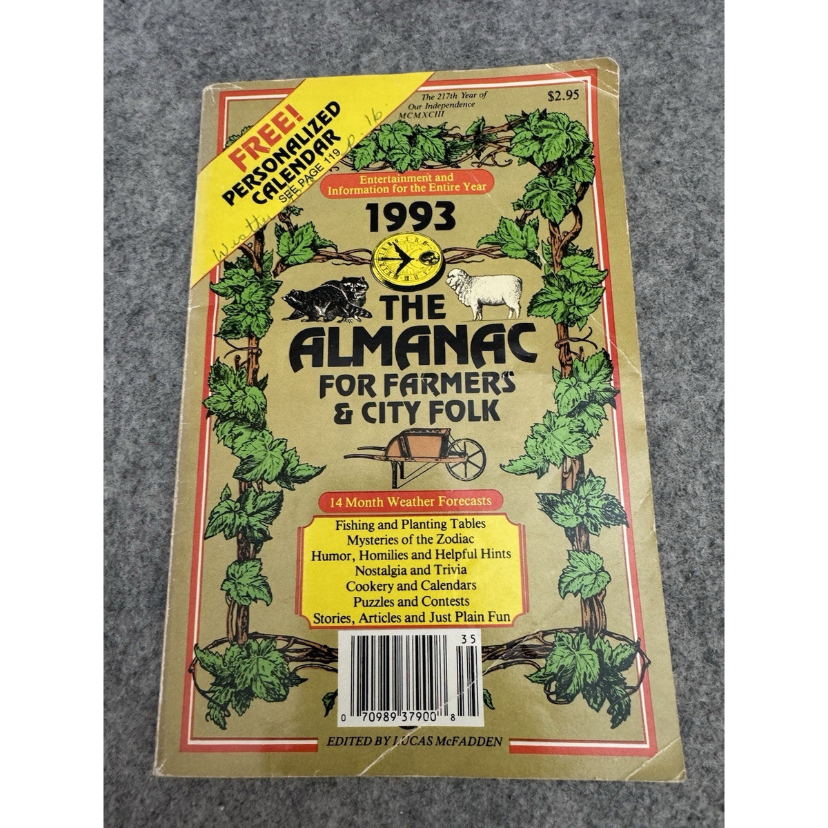1993 Almanac for Farmers & City Folk Weather Forecasts Gardening Paperback
